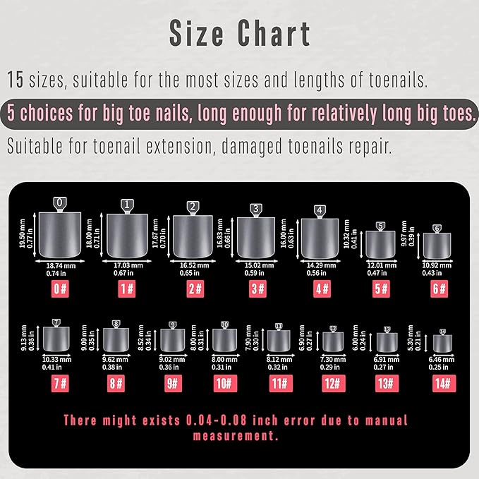 Fake Toe Nail Tips Press on, Full Cover Sharp Square Soft Gel False Toenail Extension, Clear Pre-applied Tip Primer & Base Coat, Acrylic for French Tip DIY x 15 Sizes 240 pcs