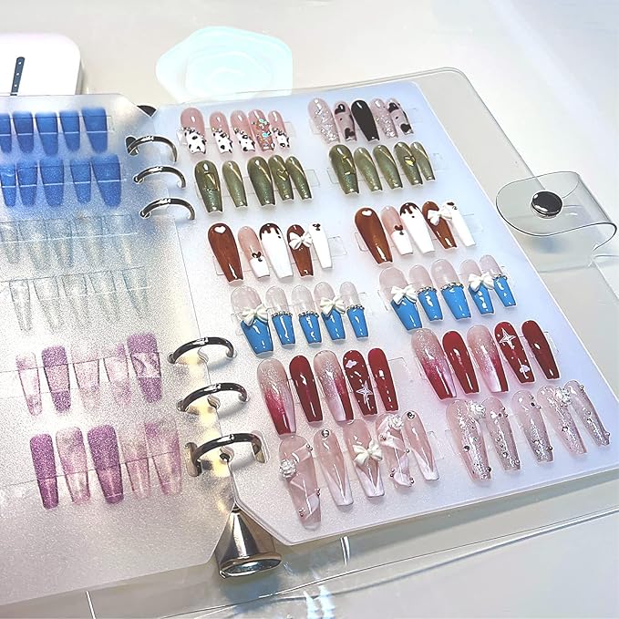 Press On Nails Book Insert Pages Press On Nail Organizer Book Insert Pages Press On Nail Storage Book Insert Pages Nail Packaging Book Insert Pages for Fake Nail Storage Nail Salon Supplies (A5)