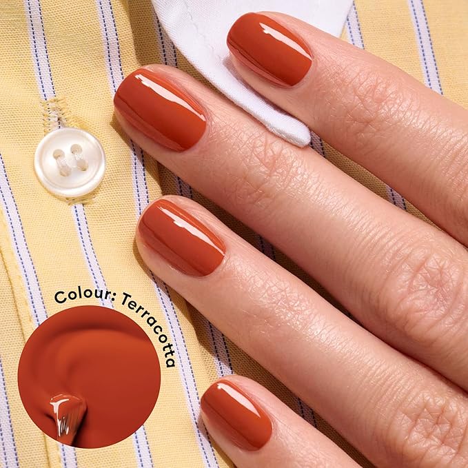 Manucurist Green Flash Gel Polish - Terracotta (Burnt Red) - UV & LED Gel Nail Polish - 12-Free, Bio-Sourced (84%) - Professional Manicure - 15 ml