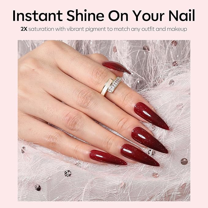 modelones Red Gel Nail Polish Burgundy Wine Color Changing Mood Temperature Change Nail Polish Gel Soak Off Nail Art 15ML