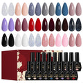 Gel Nail Polish Set of 18 Colors - Soak Off LED/UV Gel Polish, Long Lasting High Gloss Finish, Trendy All Season Colors, Perfect for Salon Home, Women Girls & Nail Art Lovers