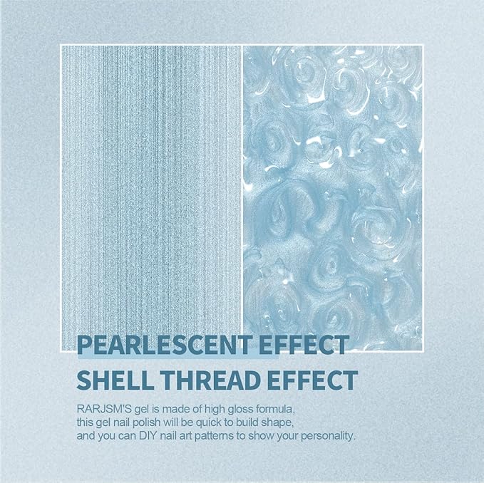 RARJSM Pearl Gel Nail Polish, Glitter Drawing Gelpolish Sky Blue Shimmer Mermaid Nail Gel Soak Off U V G e l for Salon Home DIY Manicure Use