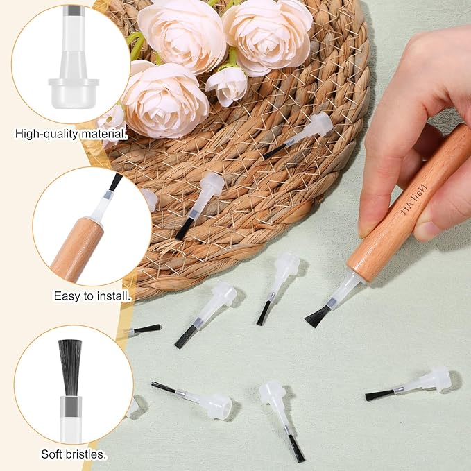 50 Pcs Nail Polish Brush, Disposable Gel Nail Polish Brushes with Handle, Manicure Brushes Replacement Soft Bristles for French Nails Manicure Tool Kit