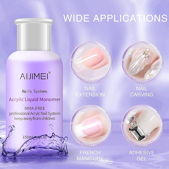 AIJIMEI Acrylic Liquid Monomer 5OZ Acrylic Monomer 150ml For Acrylic Powder Acrylic Nail Liquid Monomer For Acrylic Nails Nails Powders & Liquids Acrylic