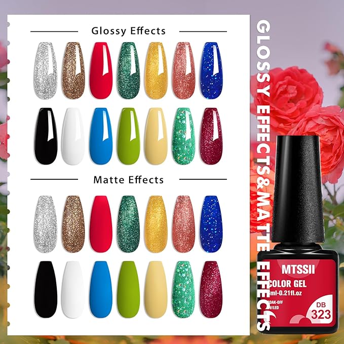 MTSSII Christmas Gel Nail Polish Set 18pcs Reflective Glitter Gel Polish Kit with Gel Top Coat Top Coat Gel Nail Polish Blue Red Green Polish Nail Art Design DIY Gift for Girls Women