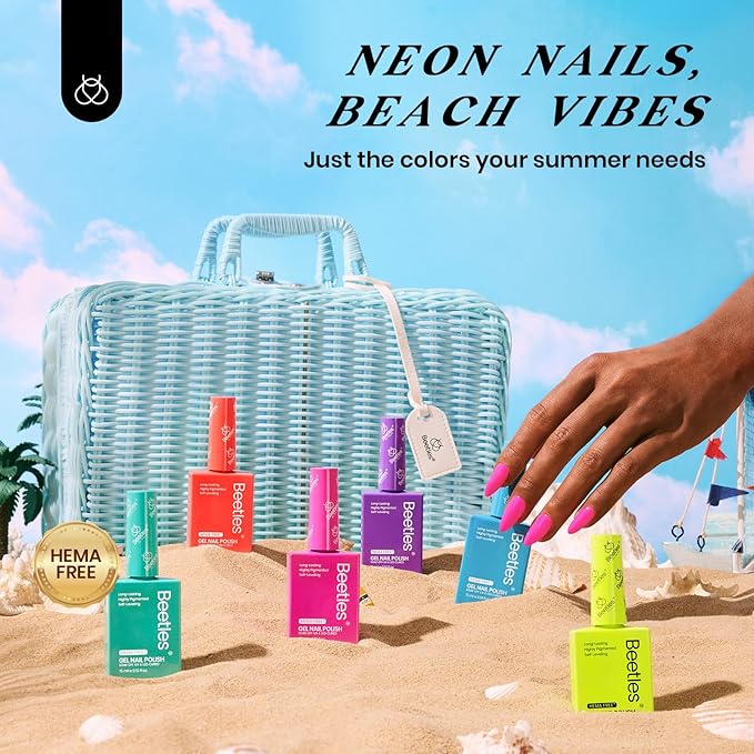 Beetles Gel Nail Polish Set with Mini LED Nail Lamp Purple Red Green Yellow Gel Polish with Base Top Coat Nail Art Brushes Salon DIY Gift Basket for Women
