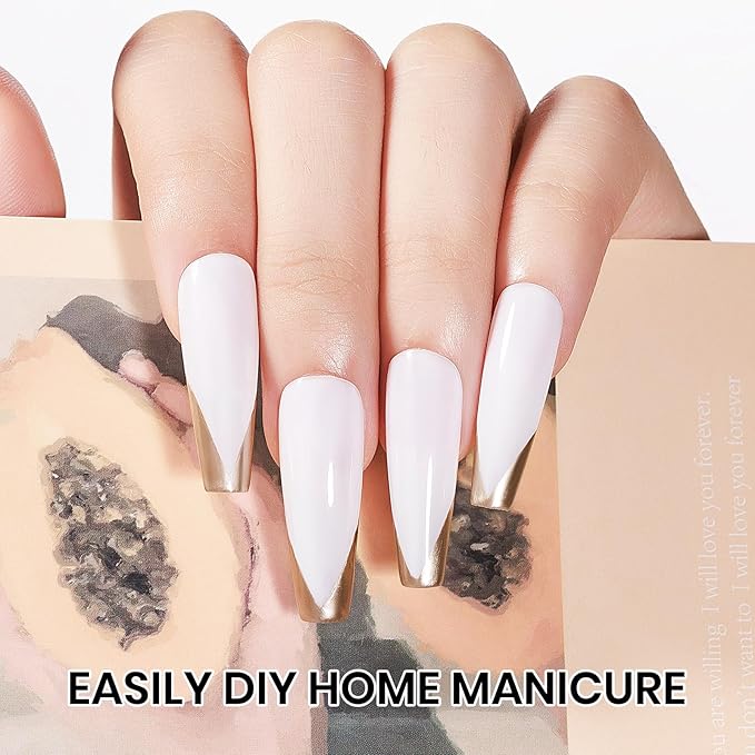Champagne Mirror Nail Polish Quick Dry Metallic Nail Polish Non Gel High Glossy Nail Lacquer Air Dry Chrome Nails Polishes Oil-based Holo Fingernail and Toenail