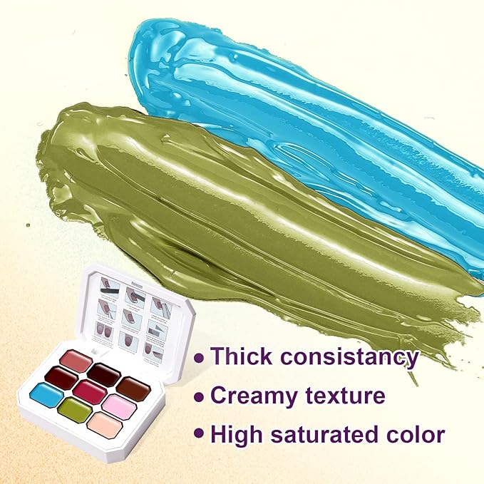 Gradient Gel Nail Set, 9 Colors Almond Ombre Gel Nail Polish with 6 Aurora Multi-Purpose Brushes for Pigment Pat Nails French Manicure Nail DIY Painting Soak Off UV Canyon Bloom