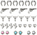 30 PCS Western Nail Charms - Retro Metal Cowboy Cowgirl Turquoise Nail Charms Western Stickers Decals Gems Decor, Vintage Turquoise Jewelry for DIY Crafts Art Accessories