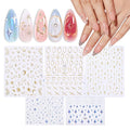 Modelones Gold Gel Polish Nail Stickers 3D Self-Adhesive Nail Decals Gold Line Star, Laser Heart & Star Sparkle, Moon Nail Art Holiday Christmas DIY Nail Stickers for Women & Kids 5Pcs