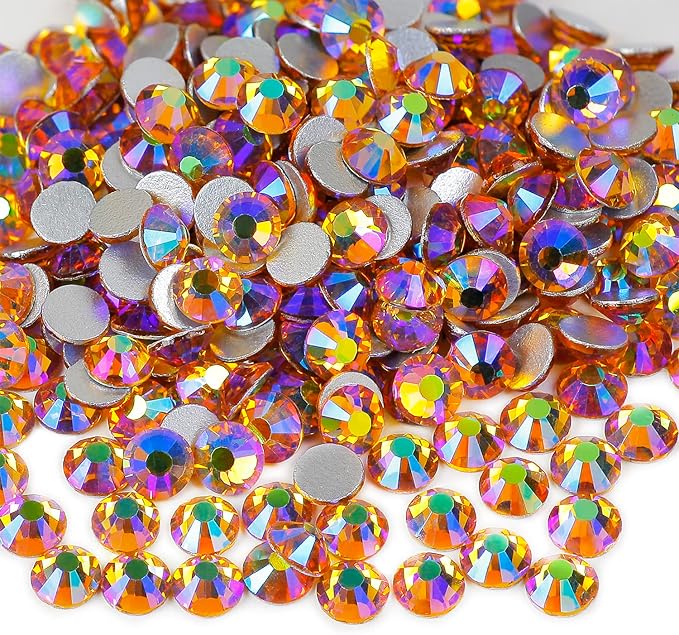 Genie Crystal 1440 PCS Topaz AB Rhinestones SS20, 5mm Yellow Aurora Borealis Flatback Glass Rhinestone for DIY Crafts, Shoes, Dance Costumes, Tumbler, Cup, Makeup, Bling Decoration