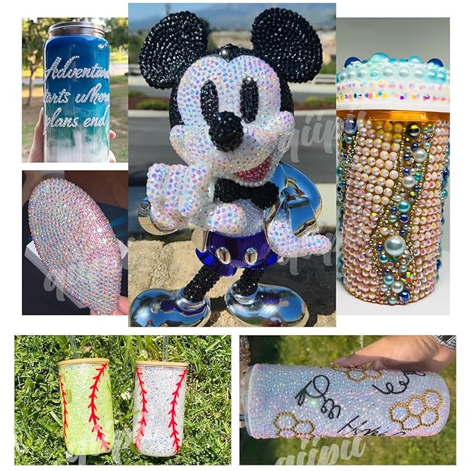 Vibrant Purple AB Resin Rhinestones w B7000 Glue for Bedazzling Crafting 2mm 3mm 4mm 5mm 6mm Flatback Jelly Stones Diamonds Gems Bedazzler Kit for Nails Face Eyes Makeup Tumblers Bottles Crafts