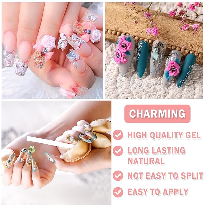 12 Colors Sculpture Painting Set, 3D Nail Art Set with Carved Painting Pen, Salon Creative DIY Gel Nails