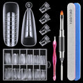 144 Pcs Nail Forms, MORGLES 2 Sizes Poly Extension Gel Dual Forms, Coffin Nails Extension with Stiletto Shape Molds, 10 Pcs Clips with Files for Home & Salon