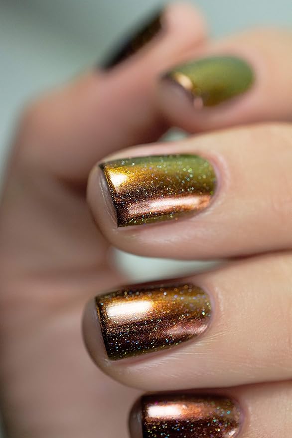 ILNP Greatness (H) - Red to Gold Holographic Ultra Chrome Nail Polish, Chip Resistant, 7-Free, Non-Toxic, Vegan, Cruelty Free, 12ml