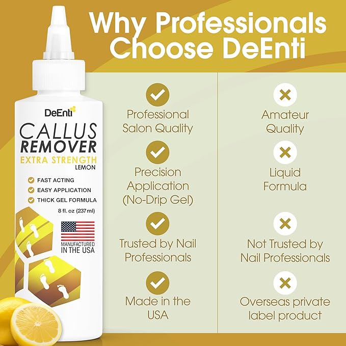 Callus Remover for Feet, Extra Strength Foot Callus Remover Gel, 8oz Salon Grade Home Pedicure Supplies for Dry Skin, Cracked Heel, Professional Strength Foot Care, Lemon