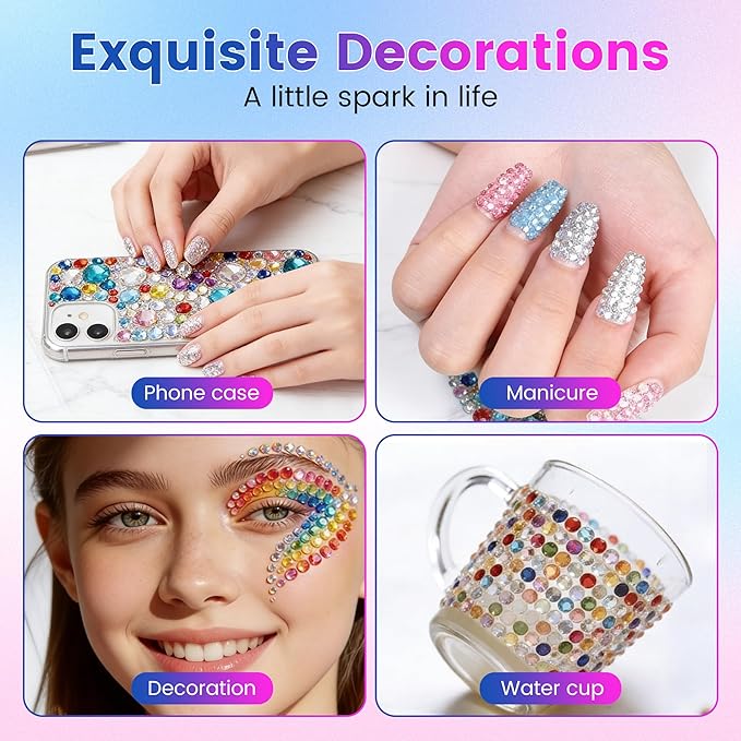 Bedazzler Kit with Rhinestones, 2026 New Resin Jelly Rhinestones for Bedazzling, Multicolor 3mm Flatback Gems for Nail Diamond Art Crafting Book Makeup (24000)