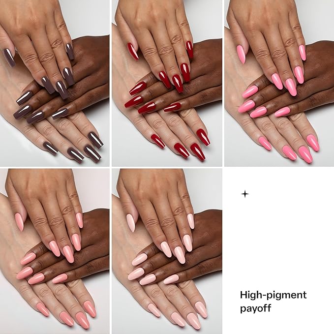 APRÉS Gel Couleur Combo Set, 5 Color Gel Nail Polish, HEMA-Free & TPO-Free, Bright Nude Pastel Colors with Brush-X Nail Art Brush (Blush After Dark)