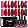 MTSSII Red Gel Nail Polish Set - 8 Colors Bloody Mary Collection Popular Shimmer Red Burgundy Gel Polish Kit Nail Art Design DIY Salon Home Gifts