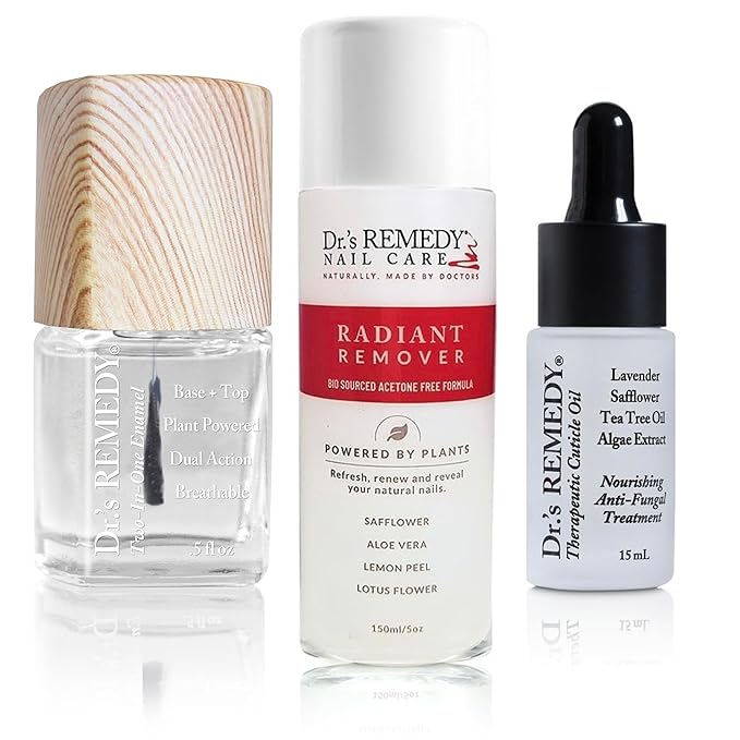 Dr’s Remedy 3 Pack Nail Polish Treatment Kit, NOURISHING New Beginnings Gift Set, Non Toxic and Organic All Natural Enriched Nail Strengthener