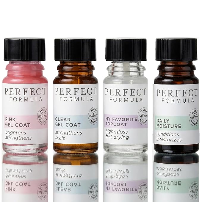 Perfect Formula Nail Essentials Kit – 4-Piece Keratin Nail Strengthener and Growth - Nail Repair For Damaged Nails | High Gloss Finish, Nail Polish and Treatment for Longer, Stronger Nails