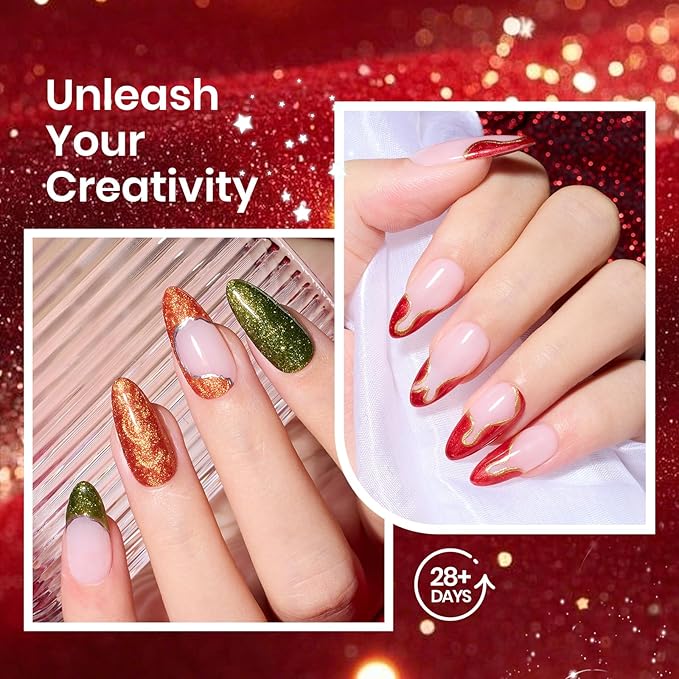 beetles Gel Polish Set - 6 Colors Glitter Brown Orange Red Green Colors Shimmer Nail Drawing Swirl Shell Thread Effect Gel Polish Kit Soak Off Led UV Nail