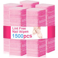 1500 PCS Lint Free Nail Wipes,Non-Woven Fabric Nail Cleaning Pads Lash Extensions Glue Cleaning Wipes,Nail Care Set (Pink)