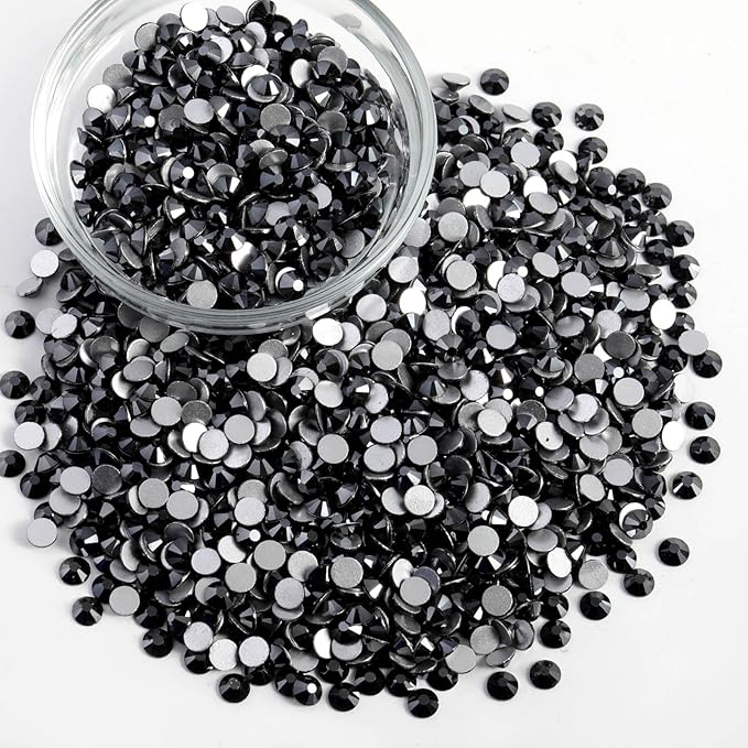 Beadsland Flatback Rhinestones Bulk, 14400pcs Rhinestones for Nails Crafts Clothes DIY Decoration, Jet Hematite, SS10, 2.7-2.9mm