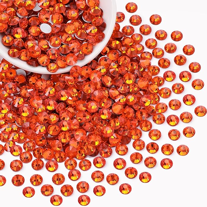 400PCS SS30/6mm Crystal Rhinestones (Orange/Hyacinth), Bedazzling Flatback Glass Rhinestones for Crafting, Gems Diomand Charm for Tumbler Shoes Clothing Mugs Nail Art