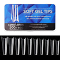 Soft Gel Curved Nail Tips, Full Cover Clear Gelly False Nail, Half Matte Acrylic Fake Nail, Press on Nail Tips Set for Extension, Home DIY Salon Manicure Nail art (Half cover 2, 550PCS)