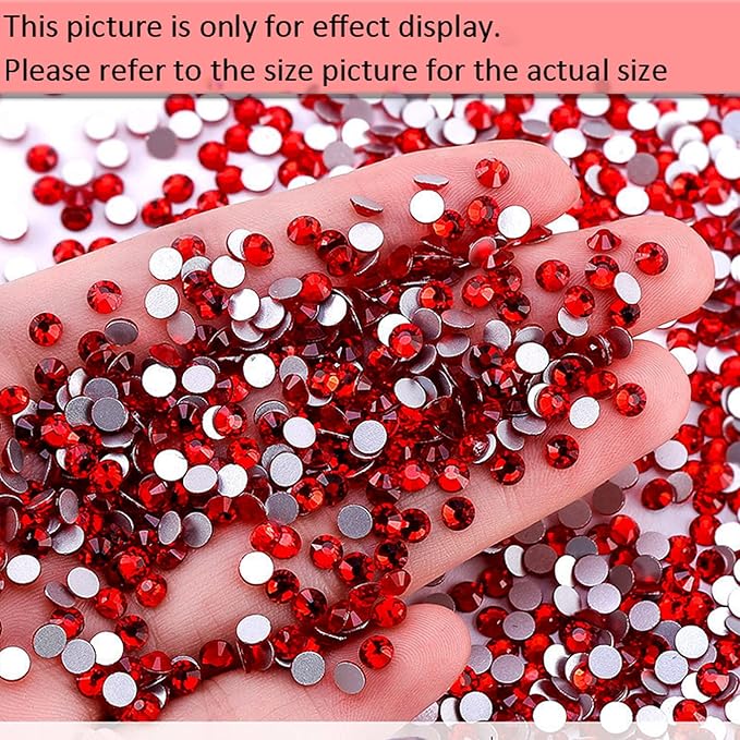 Dowarm 288 Pieces SS30 Flatback Rhinestones, 6.5MM Flatback Crystal Rhinestones for Craft Nails Dance Costumes, Large Non Hotfix Rhinestones, Red/Siam