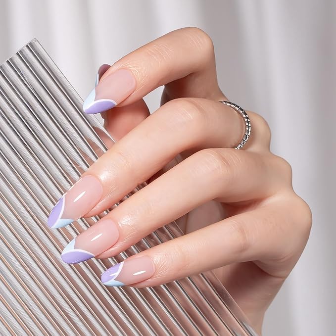 MAYCHAO Purple Swirl Gel Liner Nail Art Polish, 8ml Spring Summer Pastel Purple Gel Color Built-in Thin Brush, UV Light Cure for French Nail Tips DIY Manicure at Home Salon