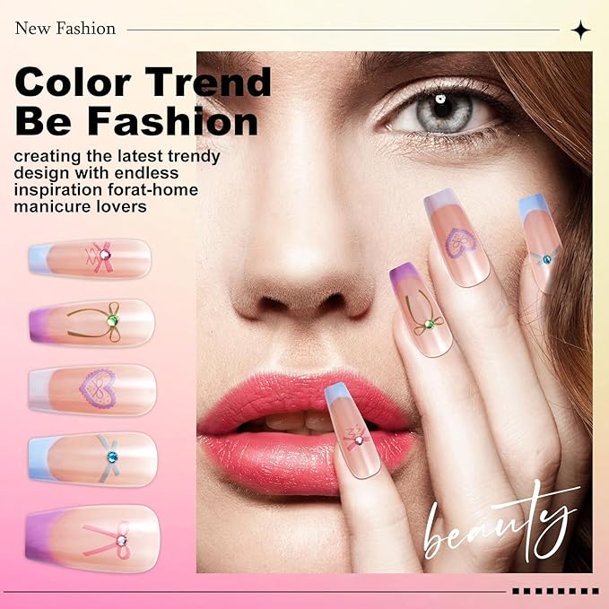 6 Sheets Bow Nail Sticker 3D Embossed Self-Adhesive Color Bow Art Nails Decals 5D Design Stickers Supplies for Women Girls Manicure Decoration 807-8