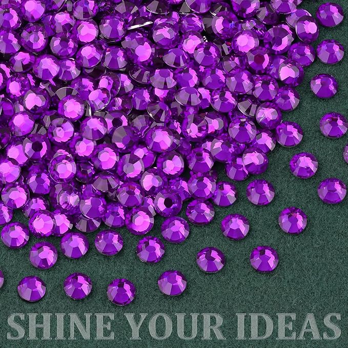 Resin Rhinestones for Crafting with B7000 Jewelry Glue, 1 Box Dark Violet Flatback Crystals with 3Pcs 10ml Glue for Bedazzling Crafts DIY Nail Art Makeup，Non Hotfix Gems for Clothing Shoes