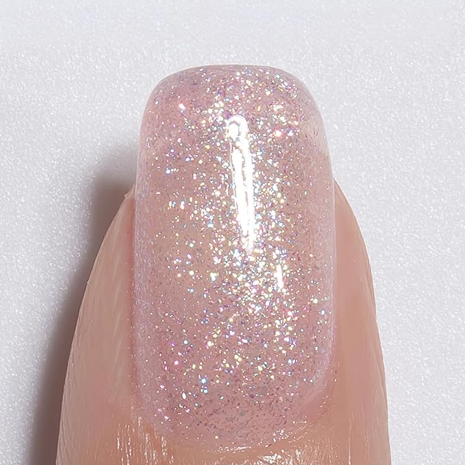 YTD Likomey Mermaid Glitter Nude Gel Nail Polish,15ml Pink Pearlescent Jelly Sheer Translucent Neutral Iridescent Colorful Shimmer Nails Art Manicure UV Nail Gel Varnish,LS388