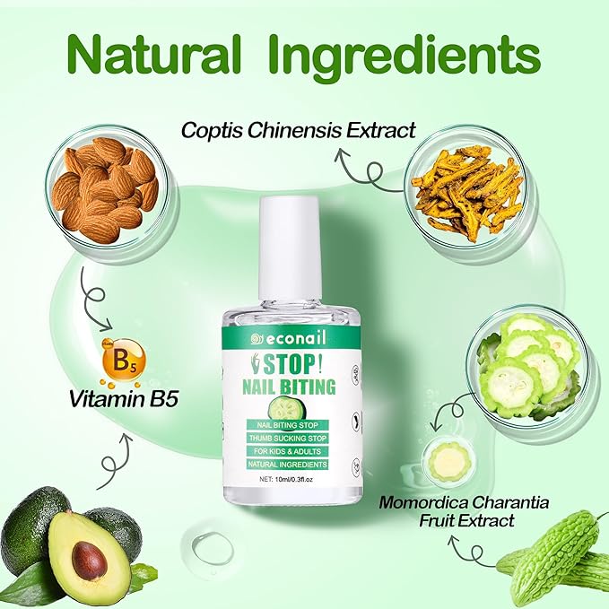 Nail Biting Treatment For Kids, Nail Biting Prevention, No Bite Nail Care, Thumb Sucking Deterrent For Ages 3+, 0.5 fl oz (10ml)