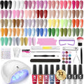 Clara Colors 32 Colors 14ml Gel Nail Polish Kit, All In One Gel Polish Set with 48W Light Base Matte Glossy Top Coat Essential Manicure Tools Nails Art Decorations Salon