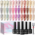 Cat Eye Gel Nail Polish Set,12 Colors Gold Glitter Holographic CatEye Gel Polish with Magnetic Stick,Sliver Brown Pink Red Cat Eye Soak Off UV DIY Home Salon Manicure