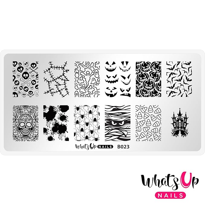 Whats Up Nails - Halloween Stamping Plates 2 Pack (A012, B023) for Nail Art Design