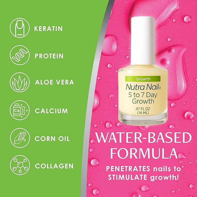 Nutra Nail 5 to 7 Day Growth Treatment - Fast Keratin Nail Hardener & Nail Strengthener for Thin Nails, Brittle & Damaged (0.47 Fl Oz)