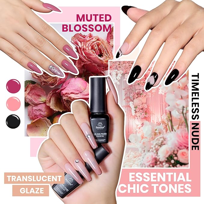 Beetles Gel Nail Polish Set - Chroma Dreams 100 Colors Polish Kit, Pink Blue Orange Purple Gel Nail Colors, with 5Pcs Base Top Coat Soak off UV Gel
