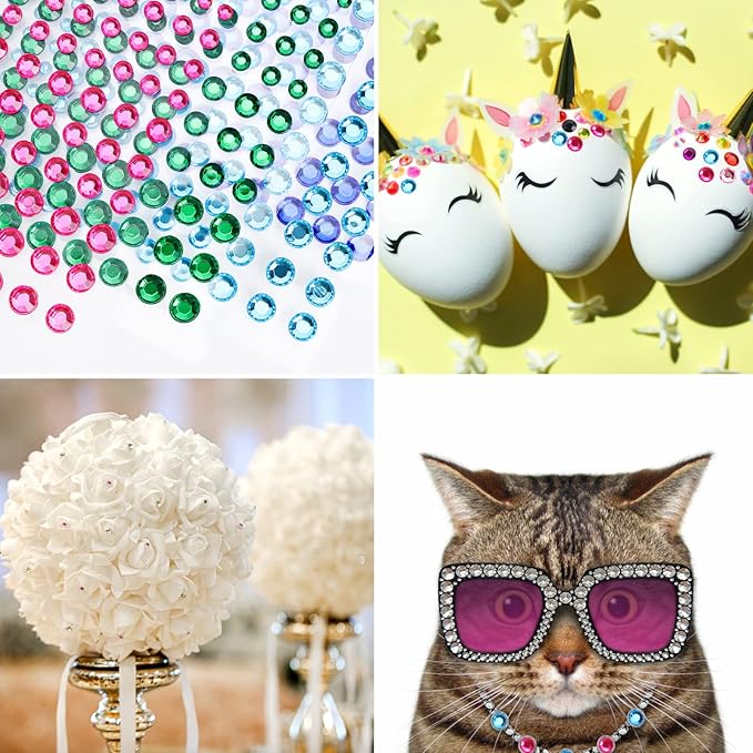 Rhinestone Stickers 2478Pcs Self Adhesive Facial Gem Stickers,4 Sizes 15 Colors for DIY Decorative Crafts, Nails, Makeup Festival, Holiday Cards