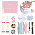 VARNAIL Nail Extension Kit Solid Building Gel, Non-sticky Nail Building Gel with Basic Gel and Tools, Lamp, Accessories, Poly Gel Kit for Beginners Nail Art DIY Home (Floral Gel)
