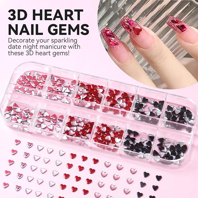 Nail Charms Kit with 30 Sheets Flower Nail Stickers,Colorful Heart Flower Bow 3d Nail Rhinestones And Gems,Nail Pearls Jewels,Tweezer and Wax Pen,Nail Art Tools for DIY Nail Design