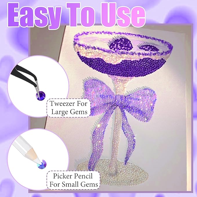RODAKY 30000PCS Purple Resin Rhinestone Mixed Size AB Rhinestones Bedazzling Kit with 2PCS 10ml B7000 Jewelry Glue Tweezers Pen Making Kit for DIY Craft Clothing Shoes Nail Decor