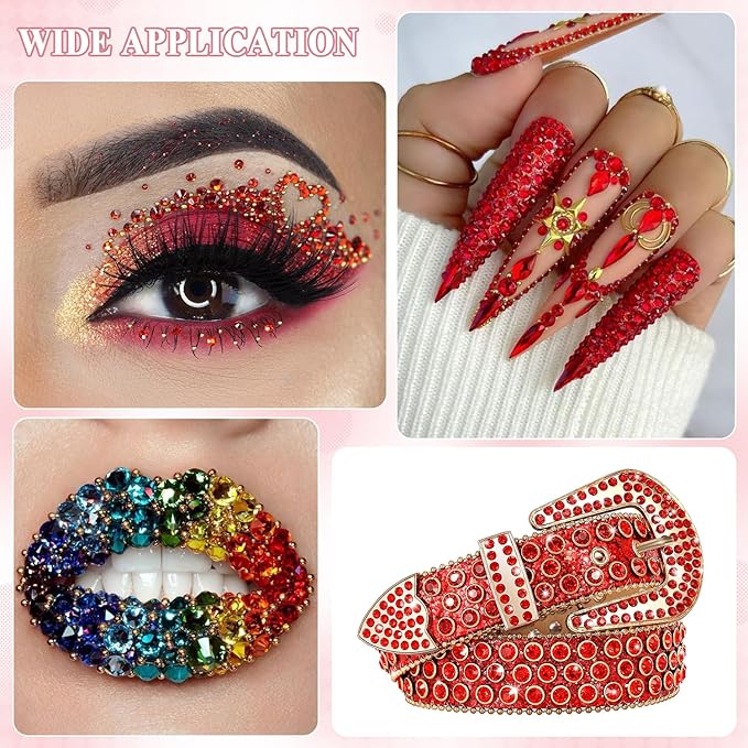 2000PCS SS12/3mm Crystal Rhinestones (Light Red/Light Siam), Bedazzling Flatback Glass Rhinestones for Crafting, Gems Diomand for Tumbler Shoes Clothing Mugs Nail Art
