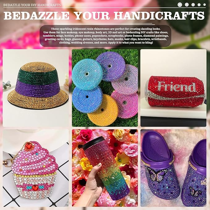 5000PCS Resin Rhinestones with Tweezers for Crafting, 2/3/4/5/6mm Flatback Jelly Rhinestones, 3 Box Lake Blue AB Non Hotfix Crystal Gems for DIY Crafts Mugs Tumblers Clothes Makeup Nail