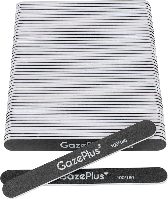 Nail Files, 50 PCS Fingernail Files 7" Long 100/180 Grit Emery Boards for Nails Professional Nail File Bulk Washable Suitable for Both Acrylic and Natural Nails Black
