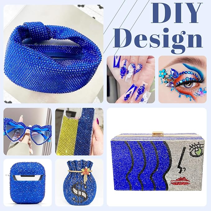 4000PCS 5mm Resin Rhinestones Bulk for Crafting (Royal Blue), Flatback Bedazzling Crystals for Crafts DIY Nail Decoration, Gems Charms for Tumbler Shoes Clothing Fabric with Pickup Pen and Tweezers