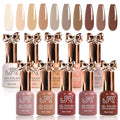 JR Gel Nail Polish 10pcs 0.4oz Nude Brown Gel Polish Color Long Lasting Soak off Gel Polish Nail Art Manicure Salon DIY Nail Gifts for Women B Set